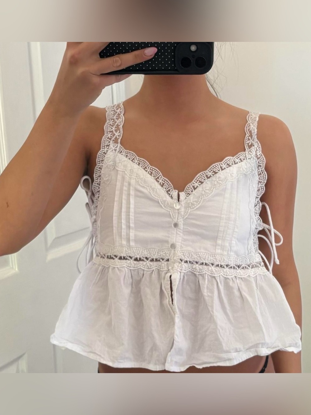 "Wild Fable NWT Lace-Trim Button-Front Babydoll Cami Top White size XL